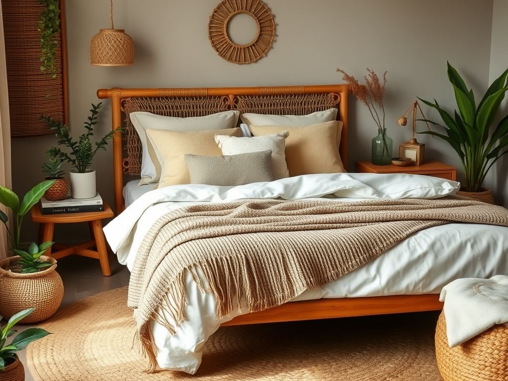 Styl boho w sypialni: jak łączyć naturalne materiały i dodatki dla przytulnej aranżacji